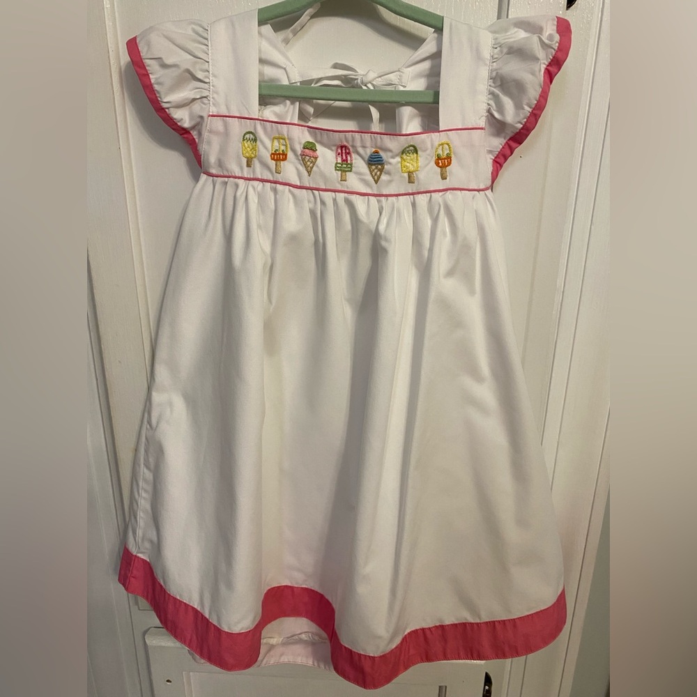 White Dress with Ice Cream and Popsicle Embroidery